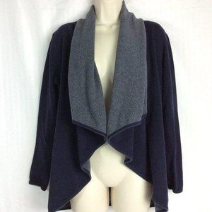 4/$25 Talbots Navy Blue Striped Long sleeve Open Drape Front Waterfall Cardigan